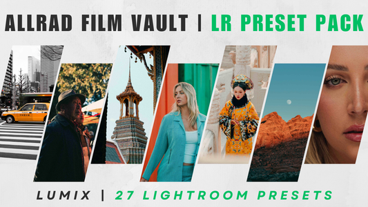 ALLRAD Lightroom Presets LUTs shown on screen, showcasing various color grading options for photo editing.